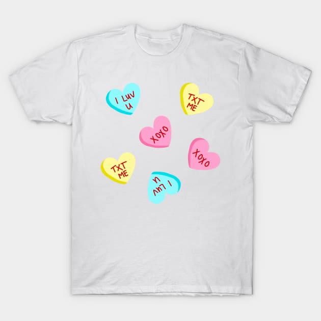 Sweet Candy Hearts Valentines Day T-Shirt by julieerindesigns